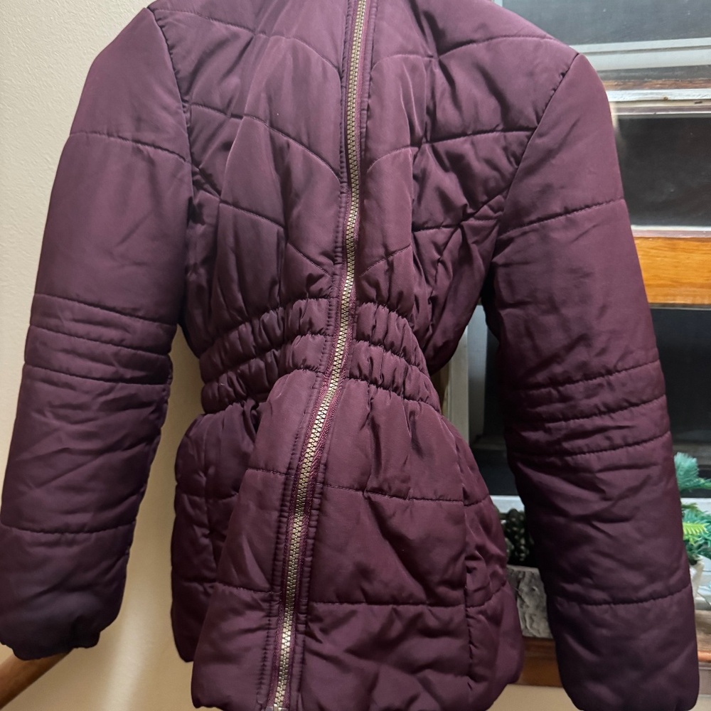 Burgundy jacket with fur
